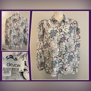 Vintage Devon Paisley Long Sleeve Career Blouse Women’s Size 14
